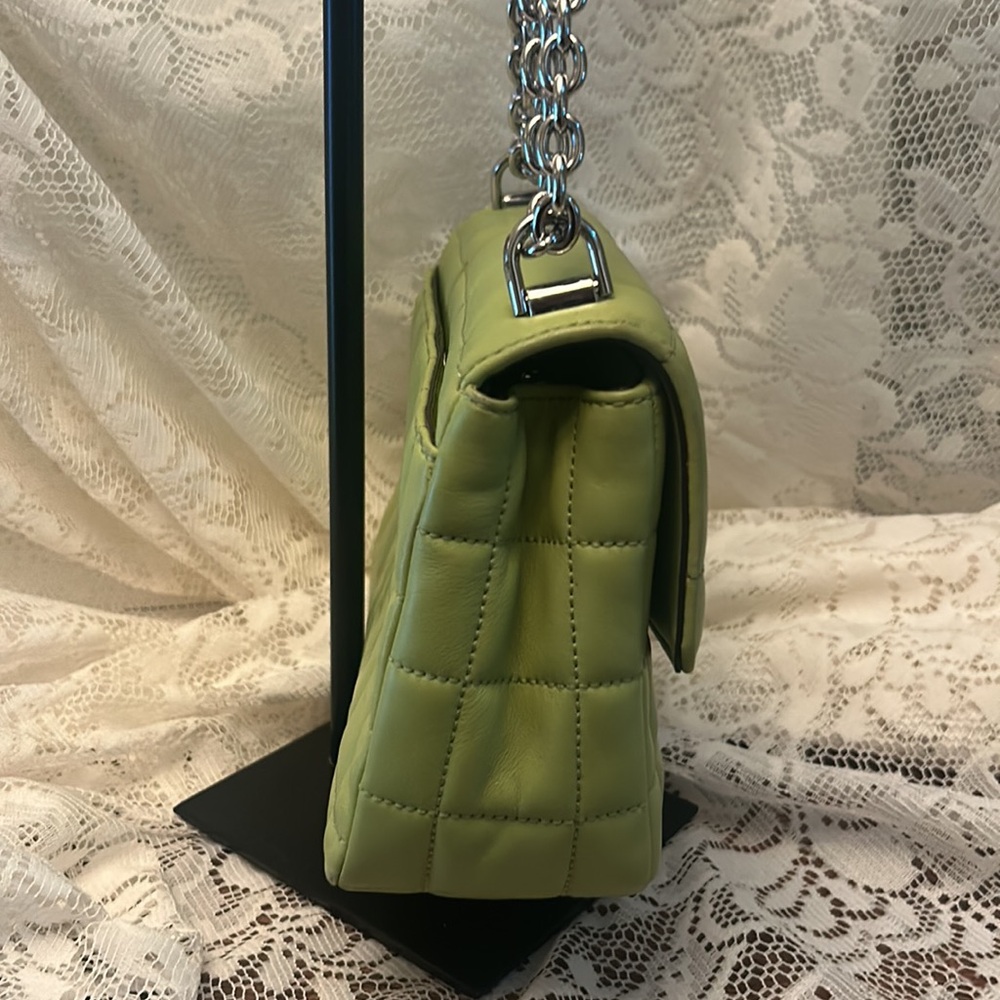 Michael Kors Soho Leather Quilted Chain Shoulder Bag in Lime Green - Picture 6 of 16